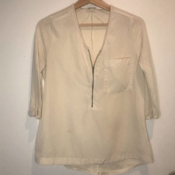 Vintage Converse cream half zip top medium women's Y2K casual monochrome cream - Picture 2 of 2